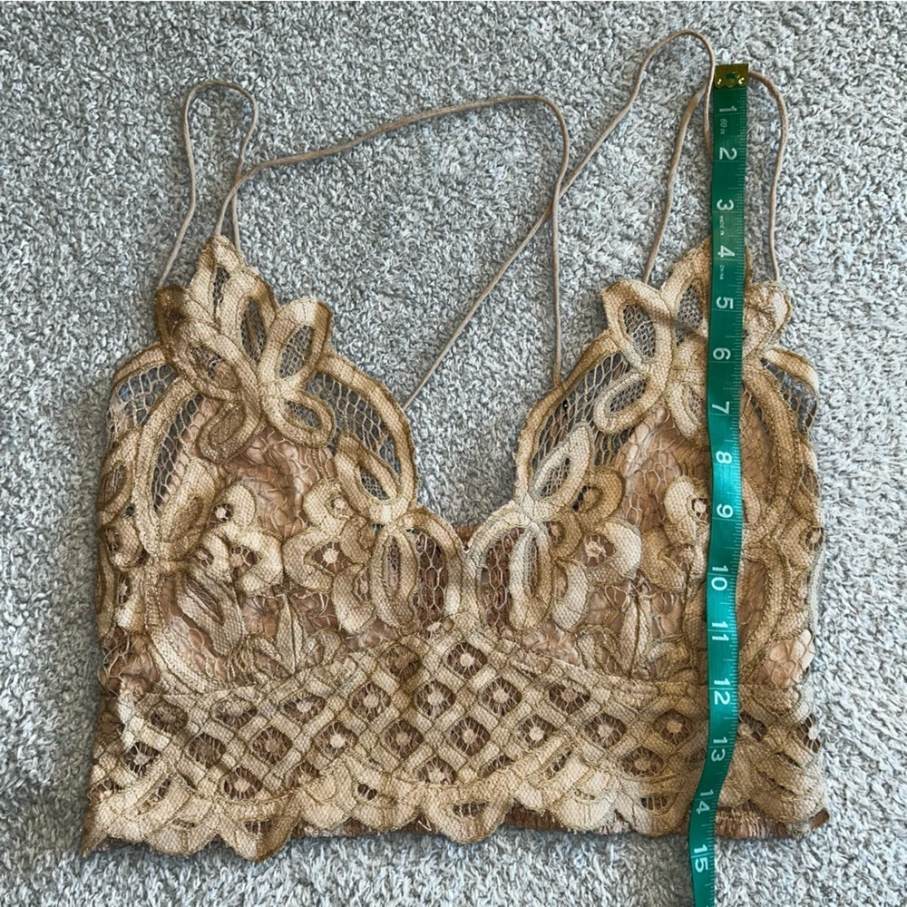 Free People Gold Lace Crop Top - Picture 5 of 6